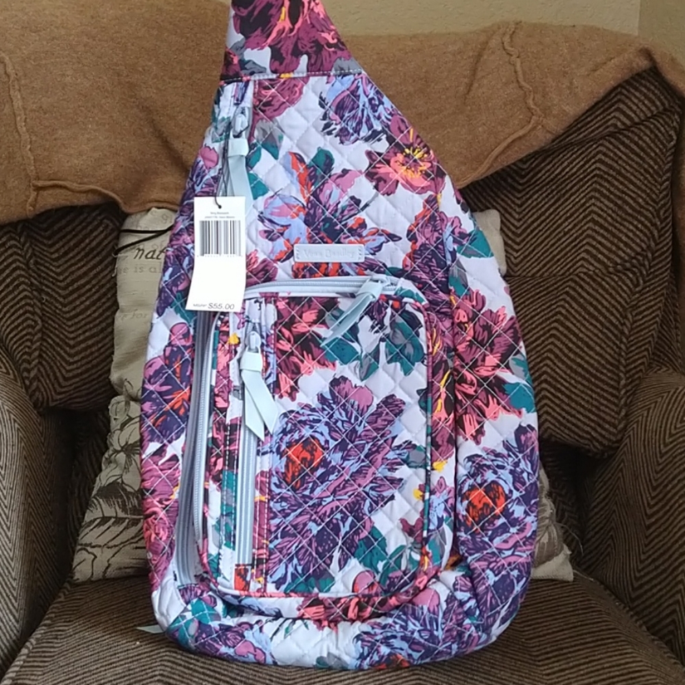 Sling Backpack- Neon Blooms